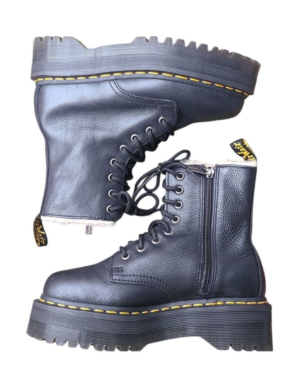 Dr. Martens Jadon FL Faux Fur Lined Pisa Leather Platform Boots - Size 6 - Picture 2 of 10